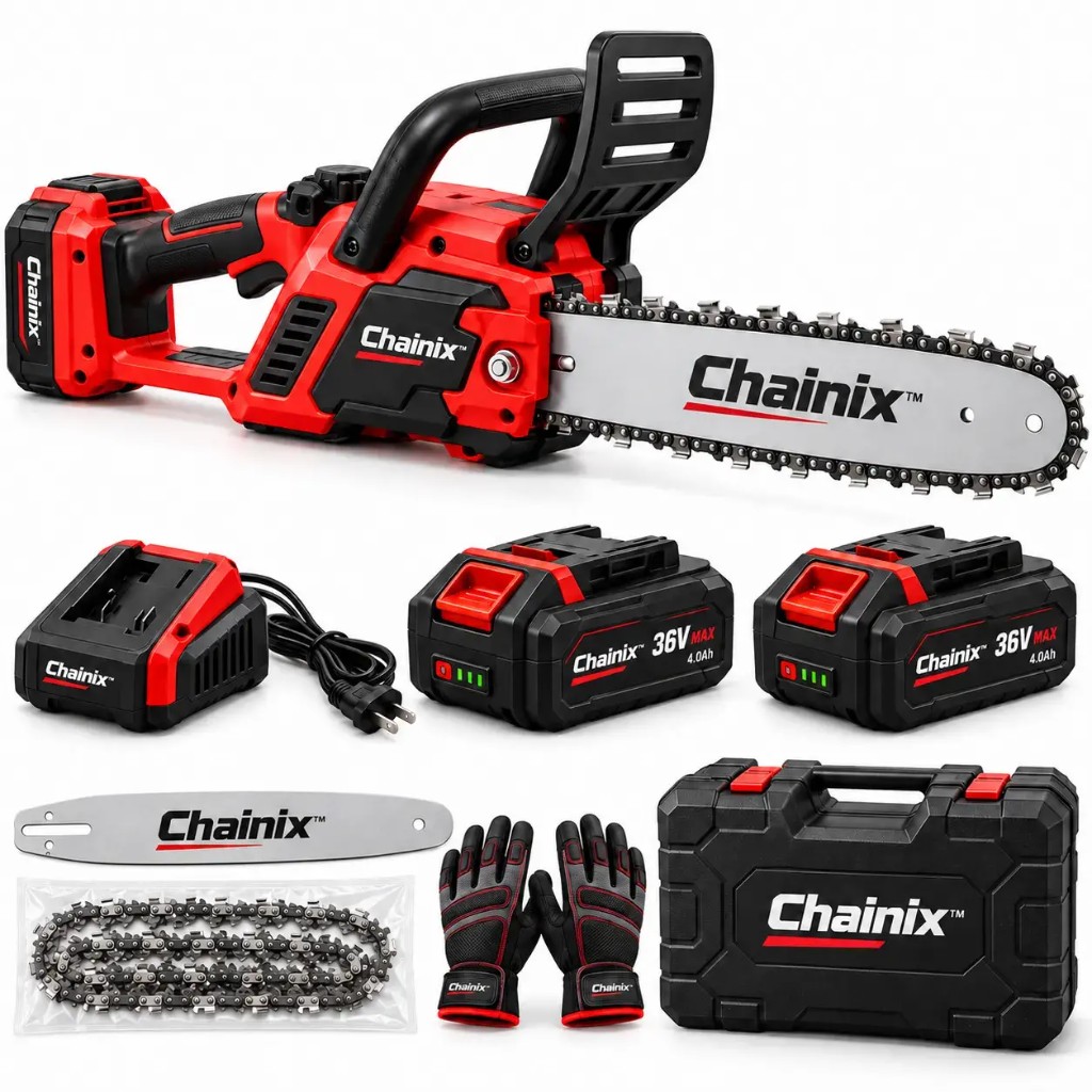 Chainix™ — 36V cordless mini chainsaw with dual battery kit